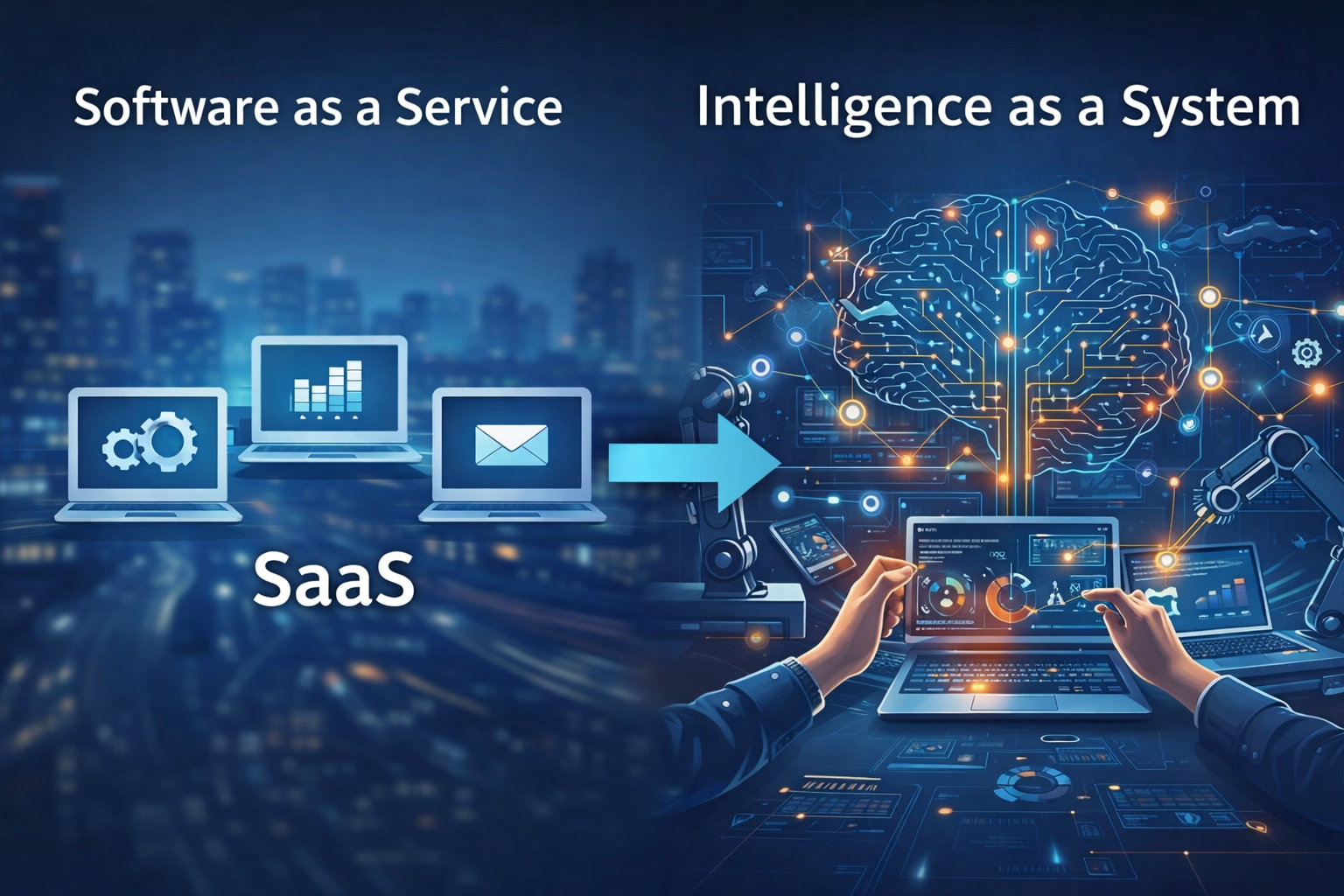 Passage du logiciel SaaS à un système d’intelligence orchestrée combinant IA, données et automatisation